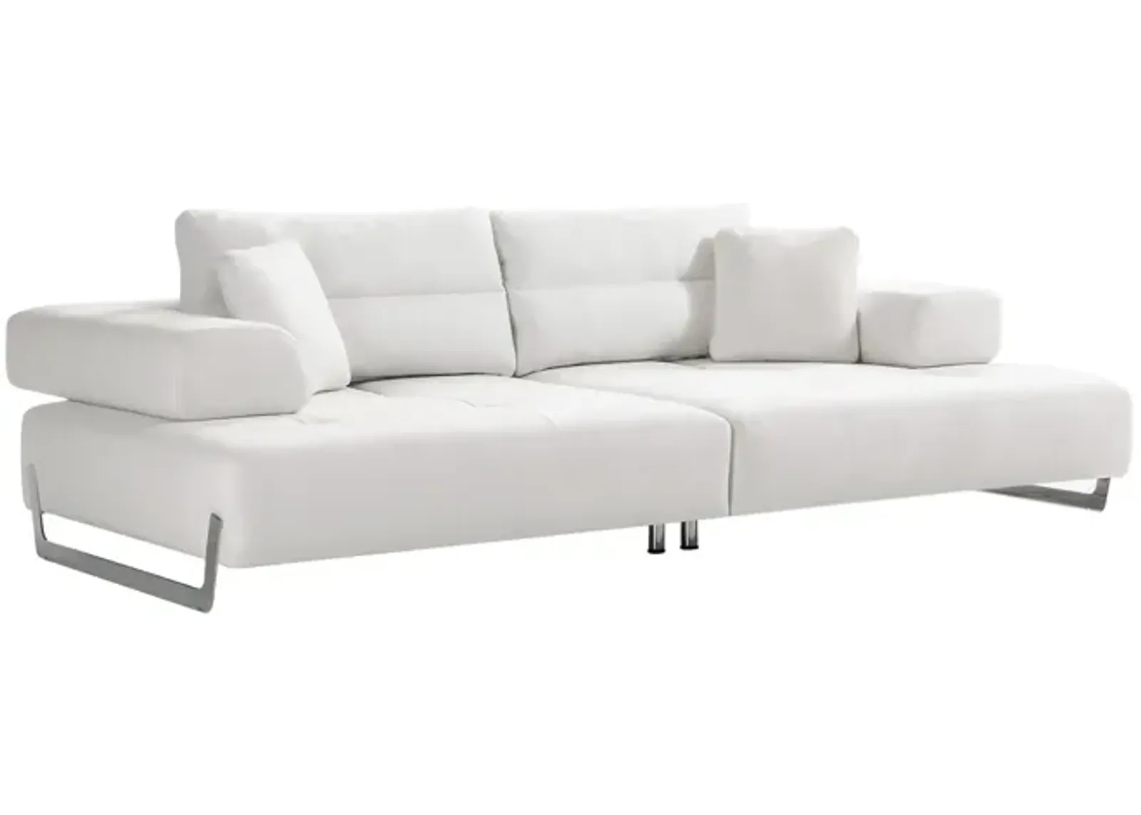 Pasargad Home Ravenna Faux Suede Sofa with Sliding Back & Armrests, White