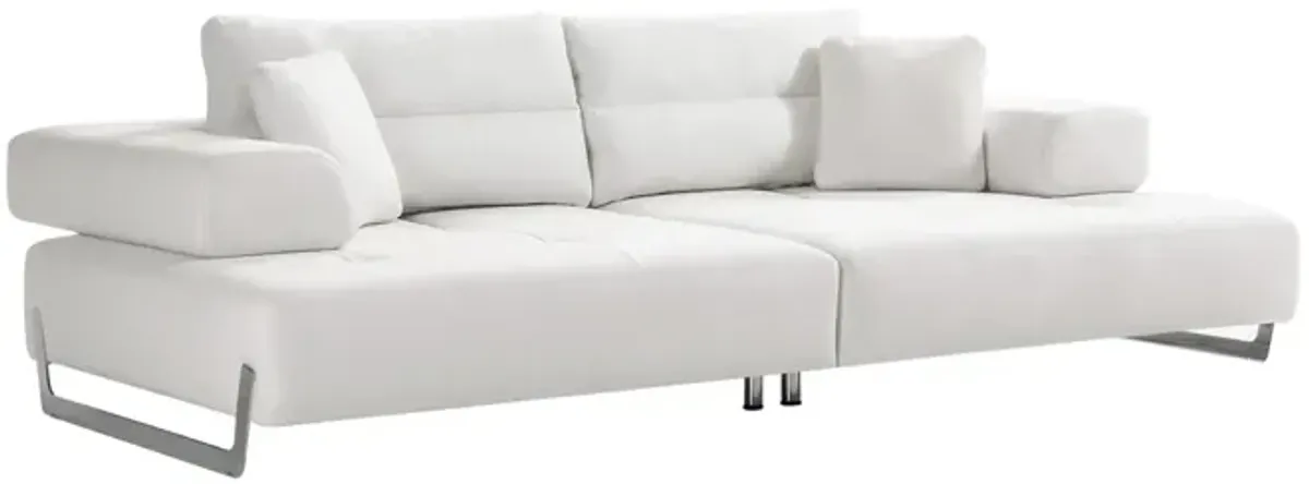 Pasargad Home Ravenna Faux Suede Sofa with Sliding Back & Armrests, White