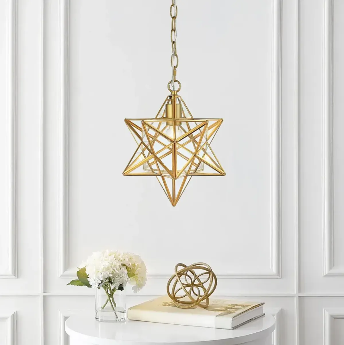 Stella Moravian Star Metal/Clear Glass LED Pendant