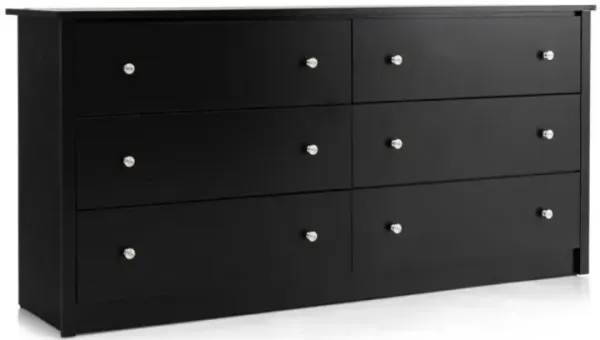 Freestanding 6-Drawer Dresser with Mental Knobs for Bedroom