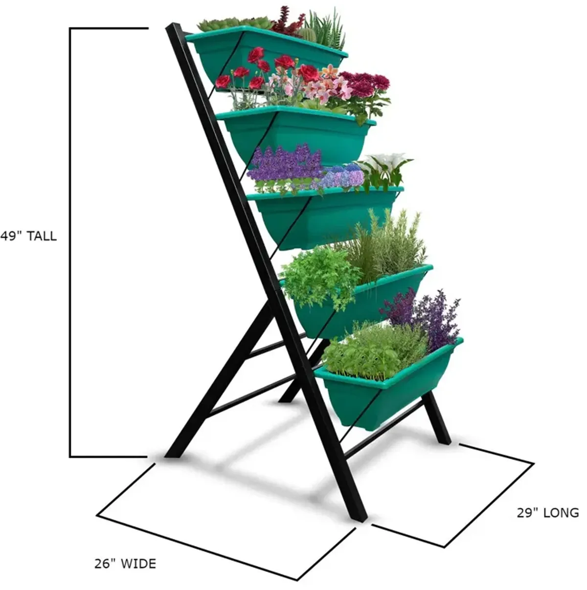 QuikFurn 4 FT 5 Tier Green Vertical Garden Indoor/Outdoor Elevated Planter