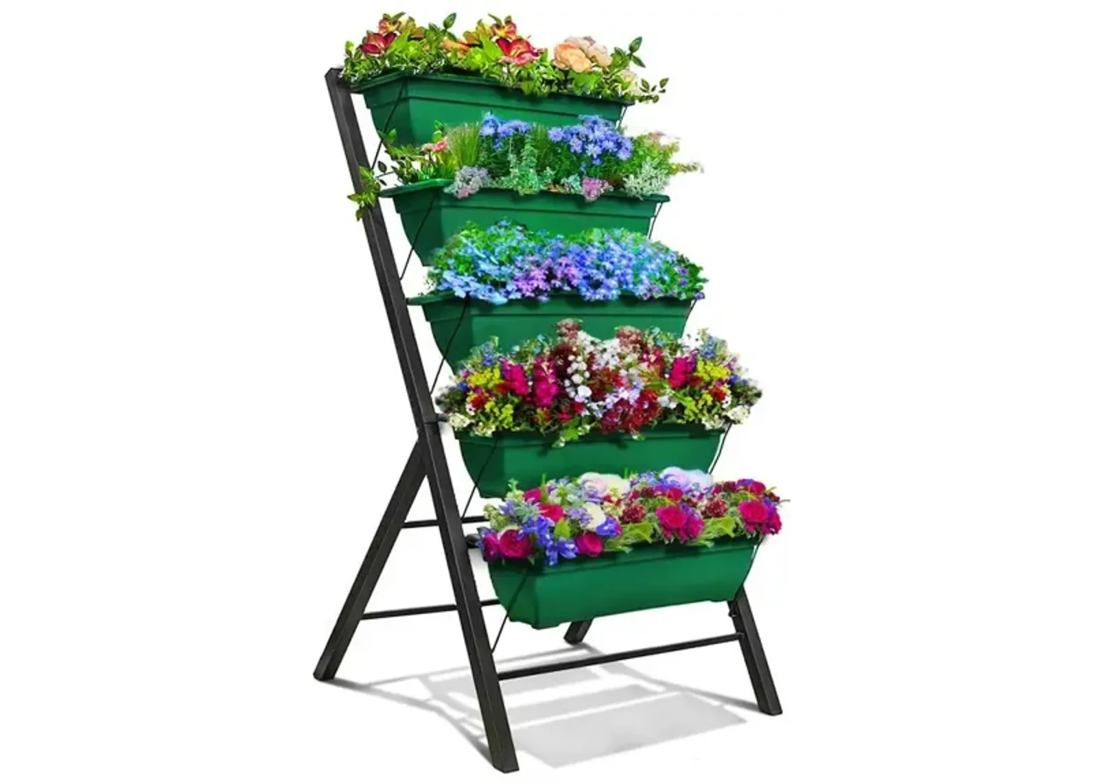 QuikFurn 4 FT 5 Tier Green Vertical Garden Indoor/Outdoor Elevated Planter