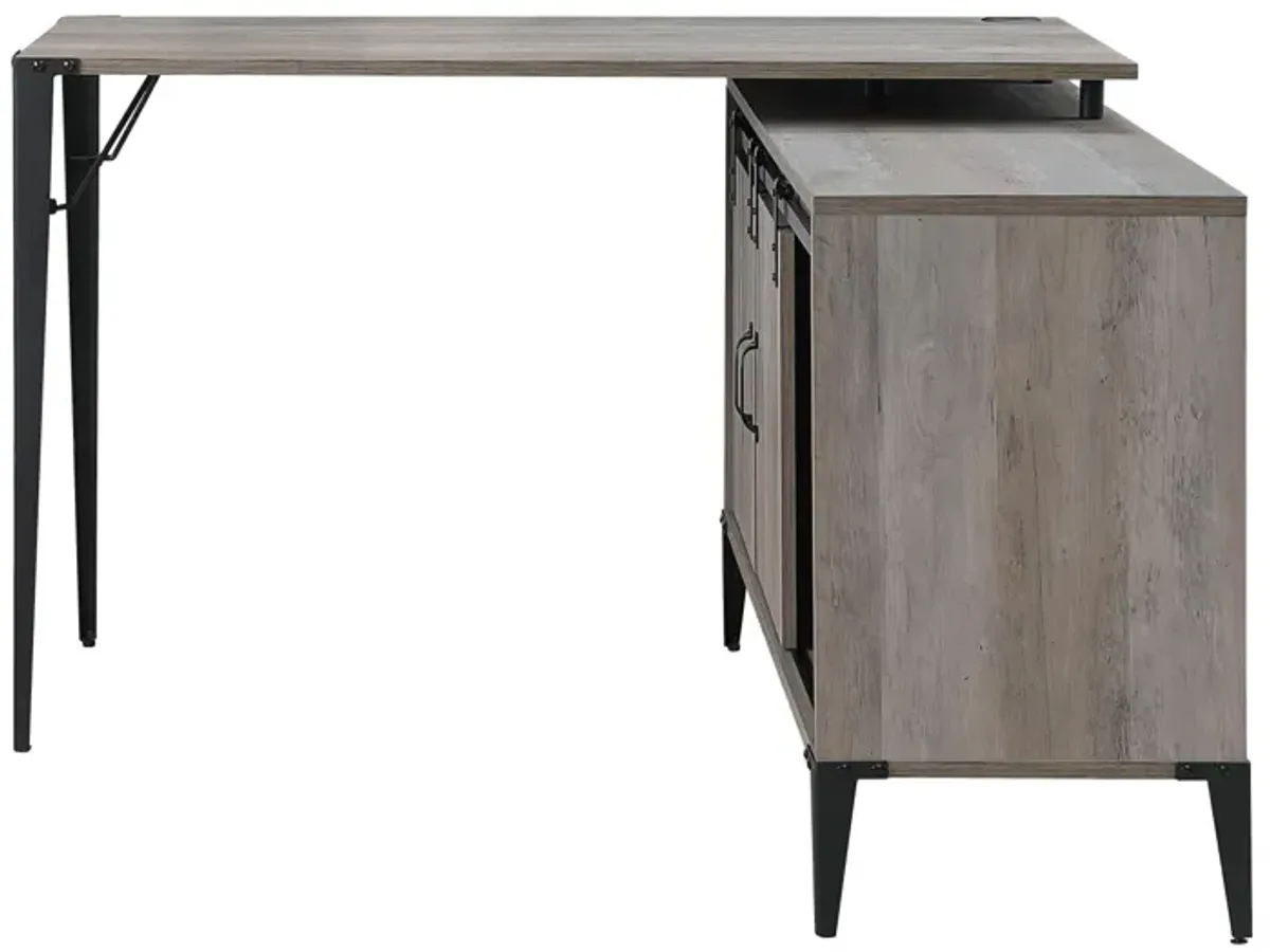 Zakwani Writing Desk, Gray Oak & Black Finish OF00009