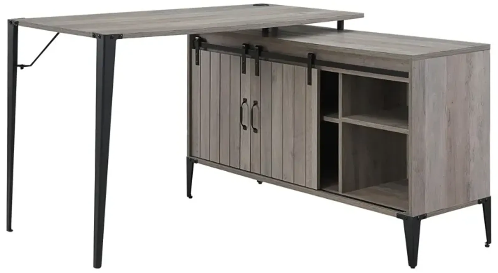 Zakwani Writing Desk, Gray Oak & Black Finish OF00009