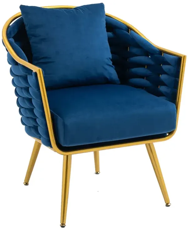Modern Velvet Accent Chair with Metal Frame