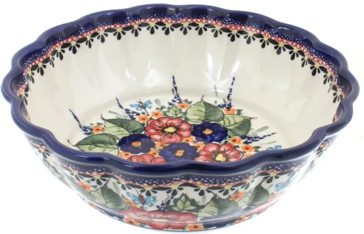 Blue Rose Polish Pottery Nature Medium Scallop Bowl