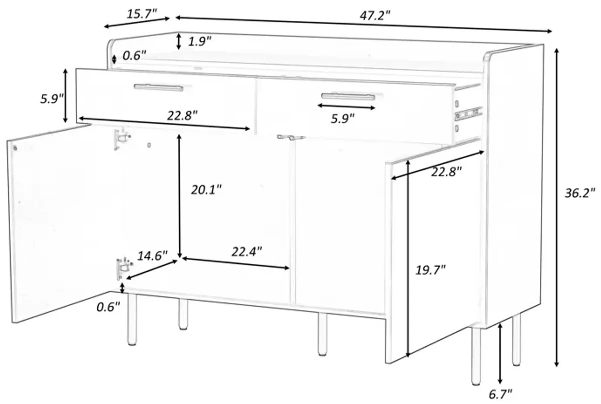 Merax Solid Wooden Storage Cabinet with Drawers