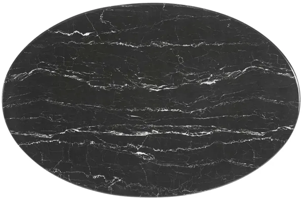 Modway - Lippa 42" Round Artificial Marble Dining Table White Black