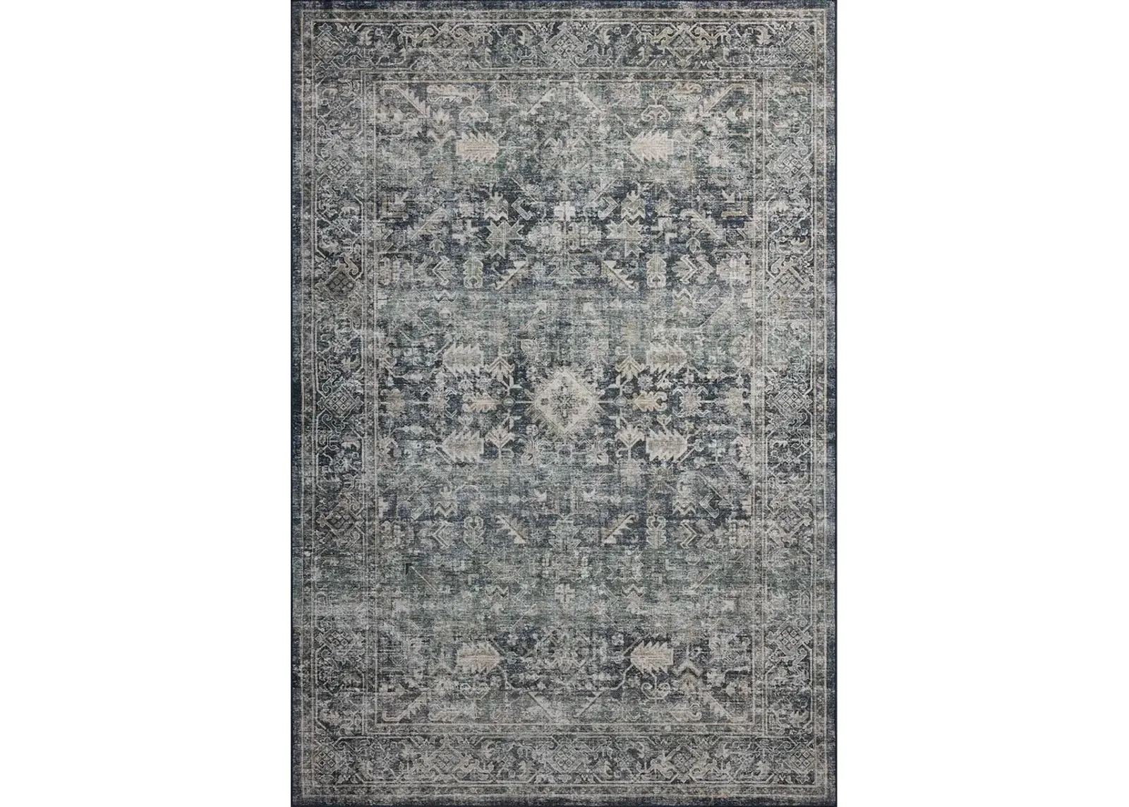 Josie  Ocean/Natural 6'x6' Round Machine Washable Rug