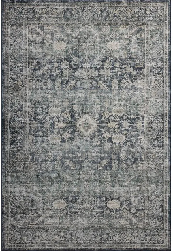 Josie  Ocean/Natural 6'x6' Round Machine Washable Rug
