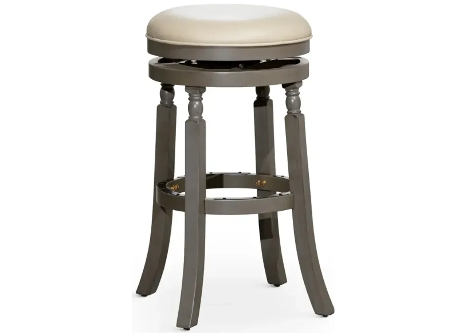 30" Barstool, Weathered Gray Finish, French Gray Leather Seat