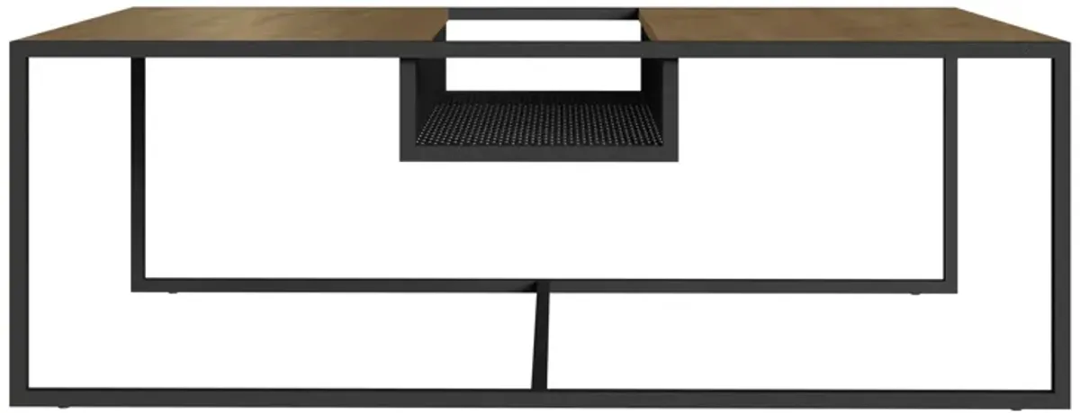 Kybele Brown and Iron Mesh Middle Shelf Coffee Table