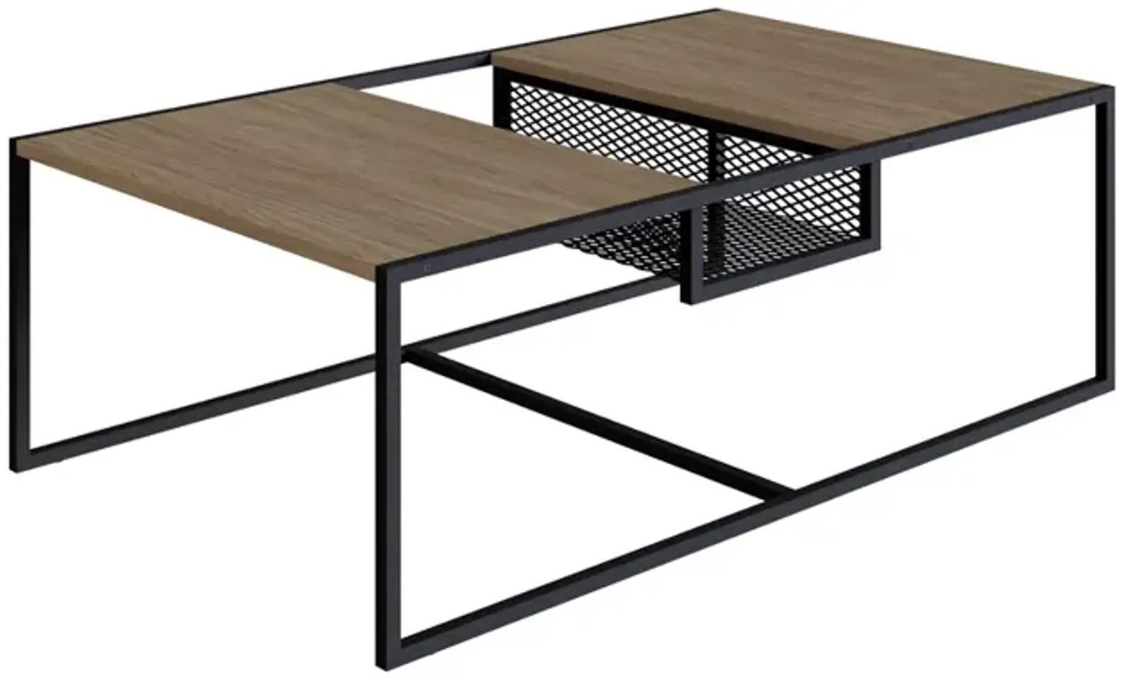 Kybele Brown and Iron Mesh Middle Shelf Coffee Table