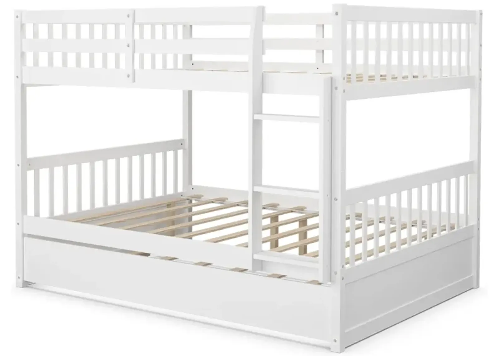 Full over Full Bunk Bed Platform Wood Bed with Ladder