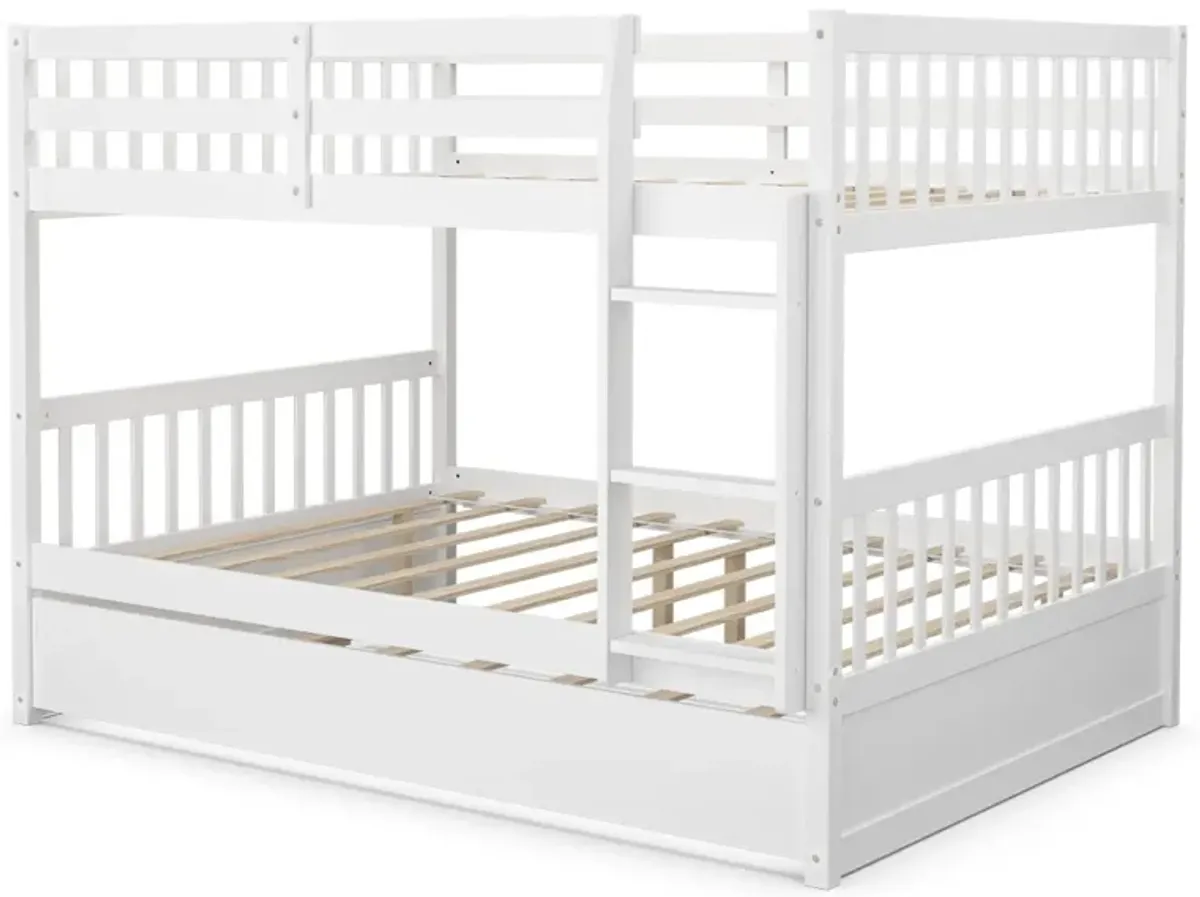 Full over Full Bunk Bed Platform Wood Bed with Ladder