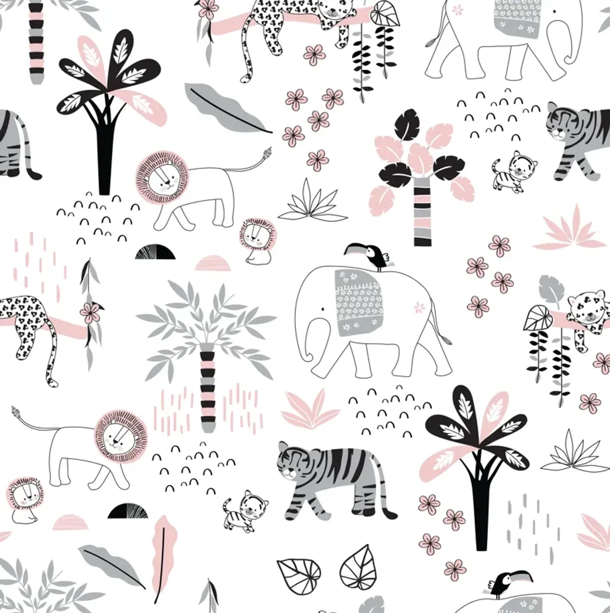 Lambs & Ivy Happy Jungle 100% Cotton Safari Animals Fitted Crib Sheet - White