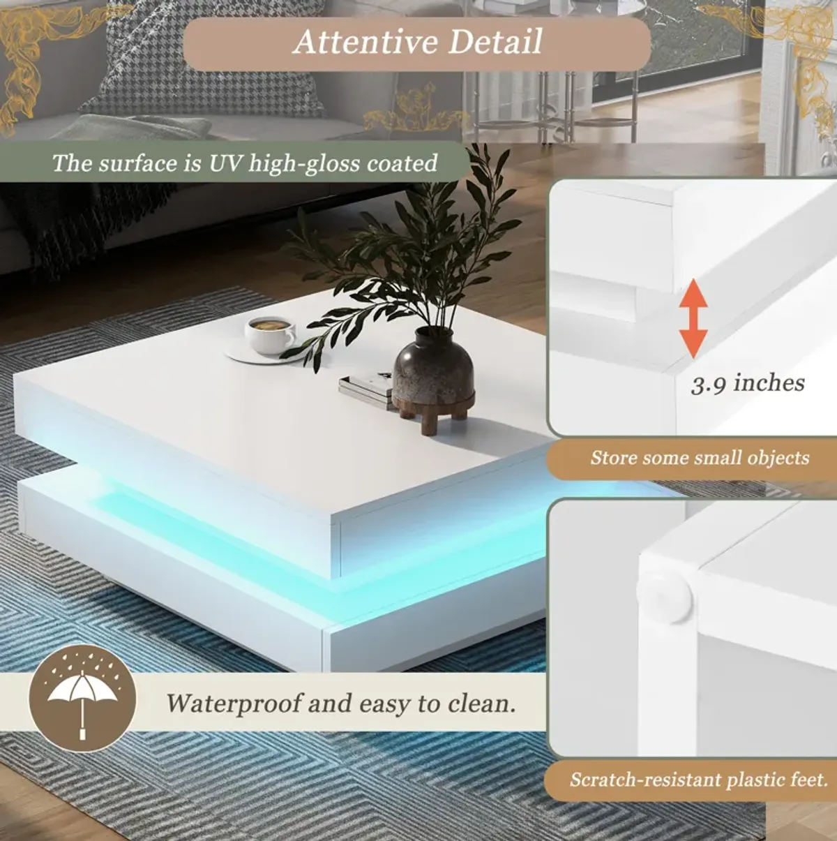 Merax 2-Tier Square Coffee Table