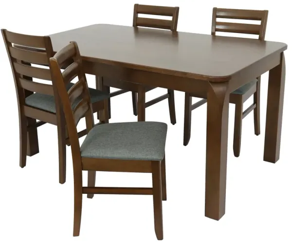 Sunnydaze Dorian 5-Piece Wooden Dining Table and Chairs Set - Dark Walnut