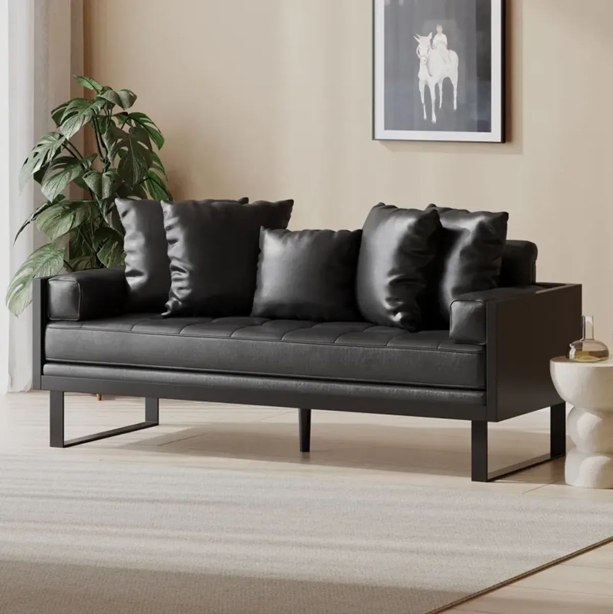 Merax Modern PU Leather Loveseat Sofa