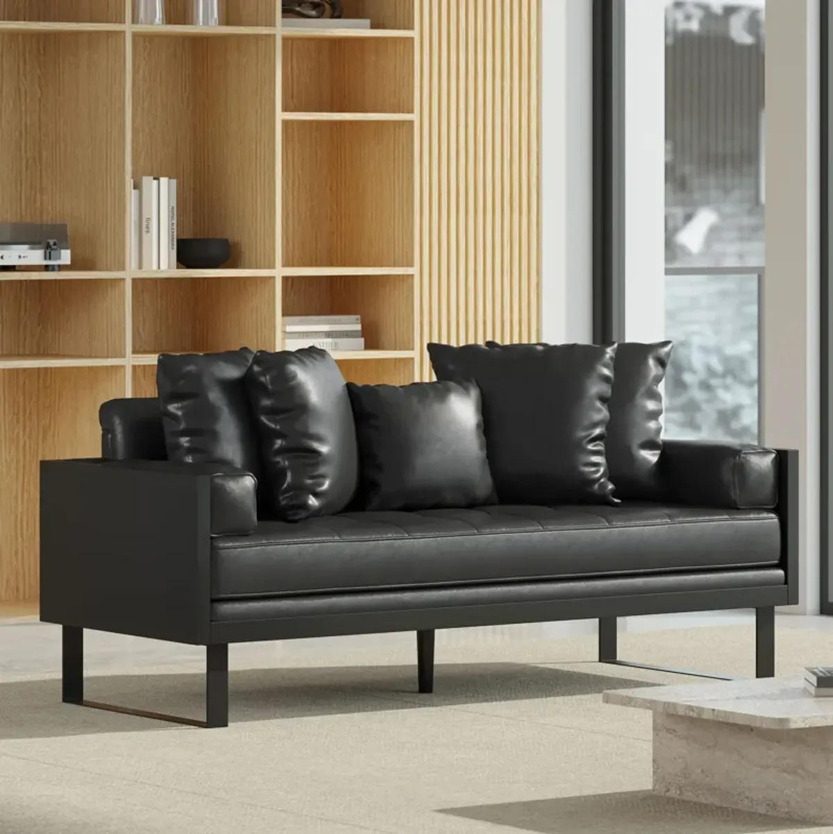 Merax Modern PU Leather Loveseat Sofa