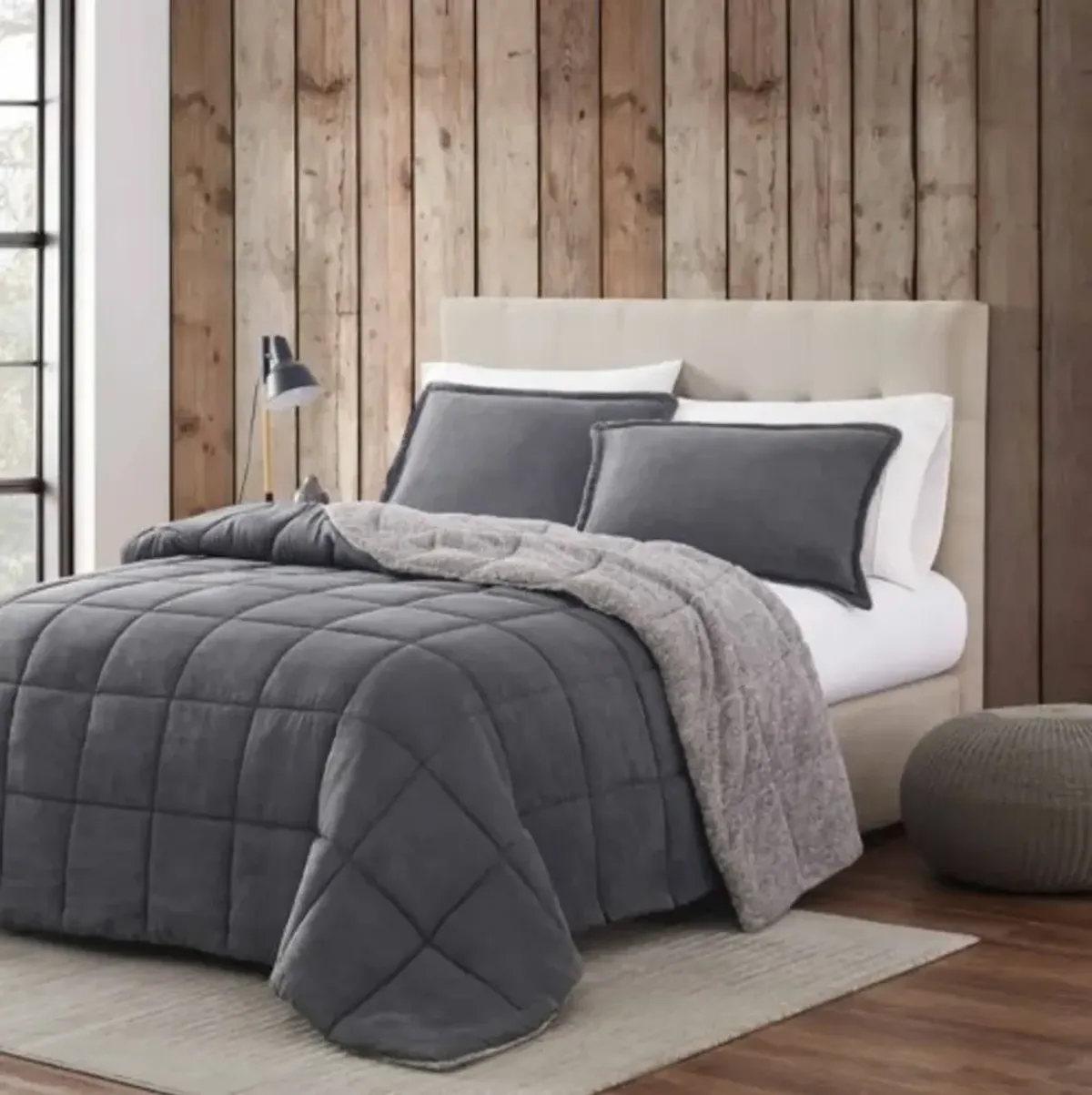 Hivvago Plush Sherpa Reversible Micro Suede Comforter Set