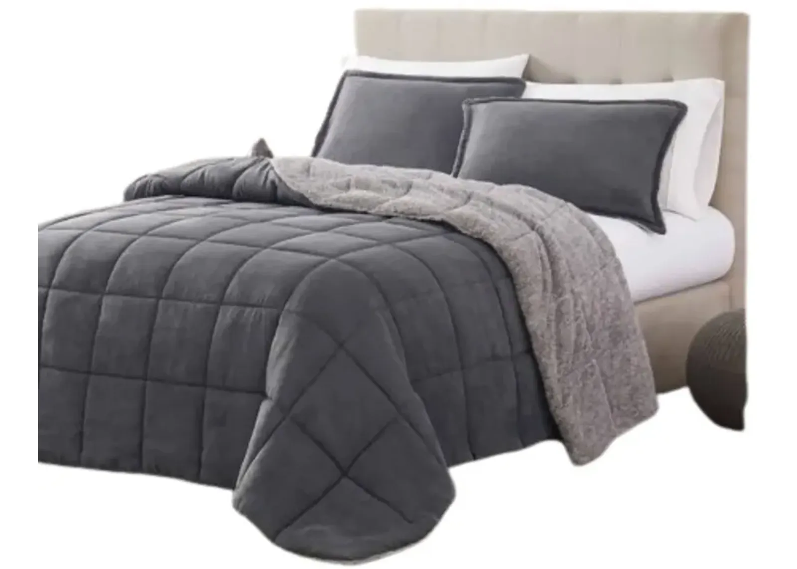 Hivvago Plush Sherpa Reversible Micro Suede Comforter Set