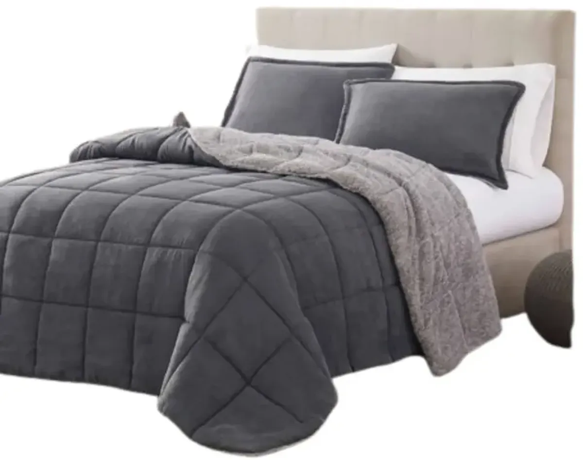 Hivvago Plush Sherpa Reversible Micro Suede Comforter Set