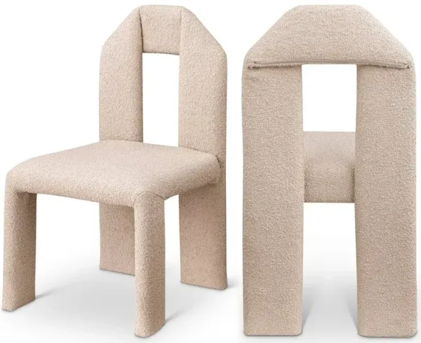 Meridian Furniture Bennett Beige Boucle Fabric Dining Chair, Set of 2
