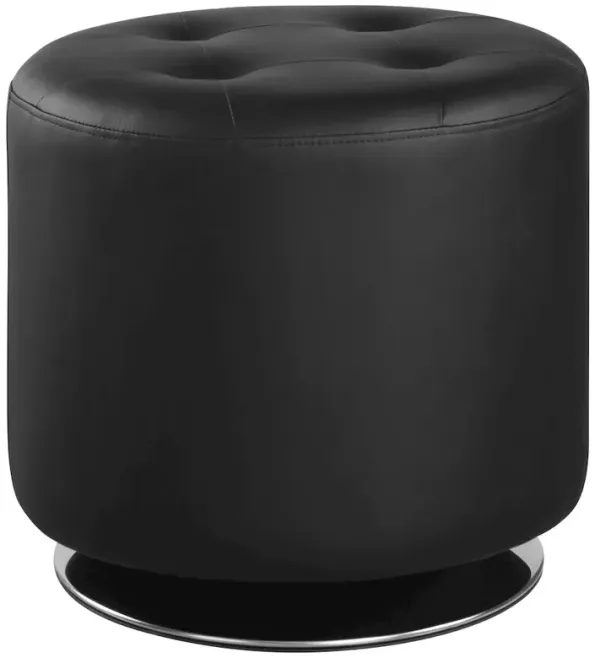 Bowman Round Upholstered Tufted Swivel Ottoman Black