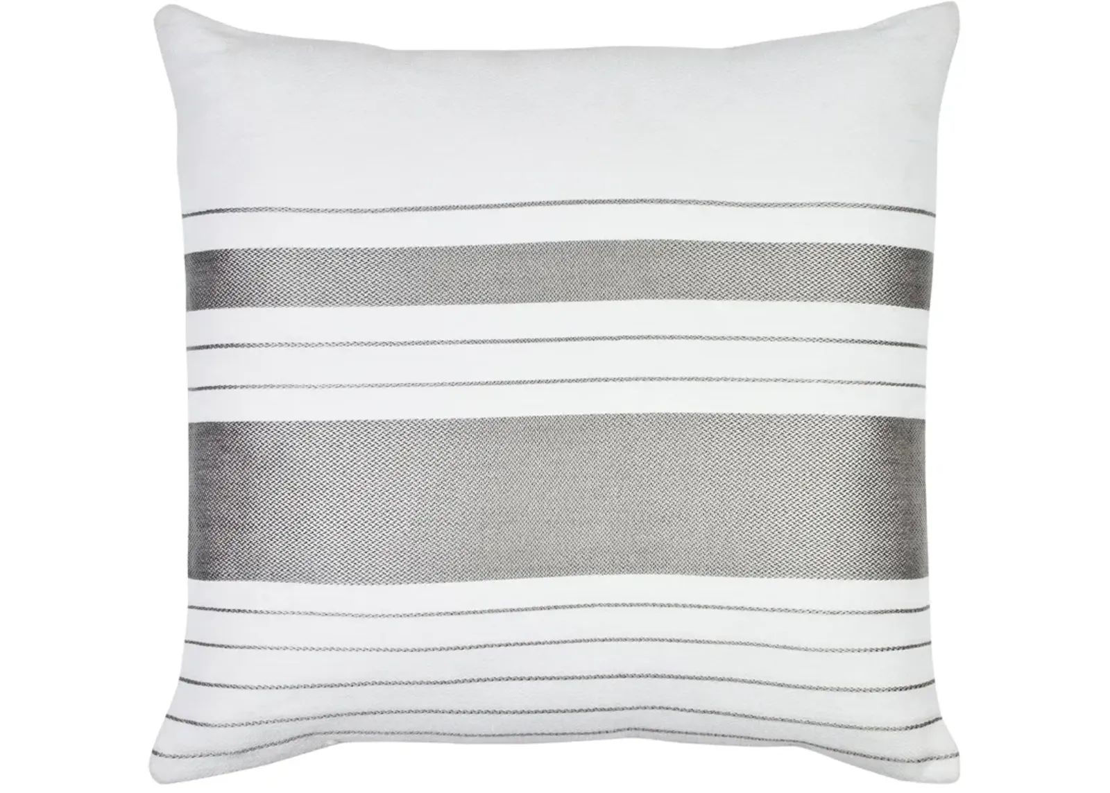 22" Gray and White Striped Square Outdoor Patio Throw Pillow