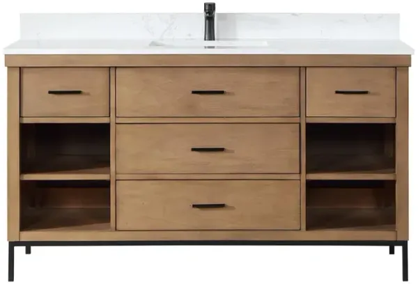 Altair 60 Single Bathroom Vanity Set in Brown Pine without Mirror