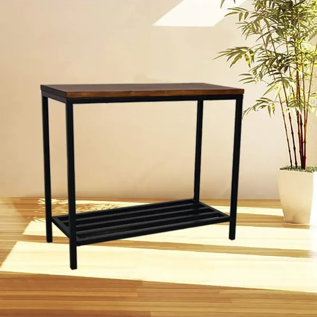 Carolina Living Ryan Console Table - Chestnut/Black