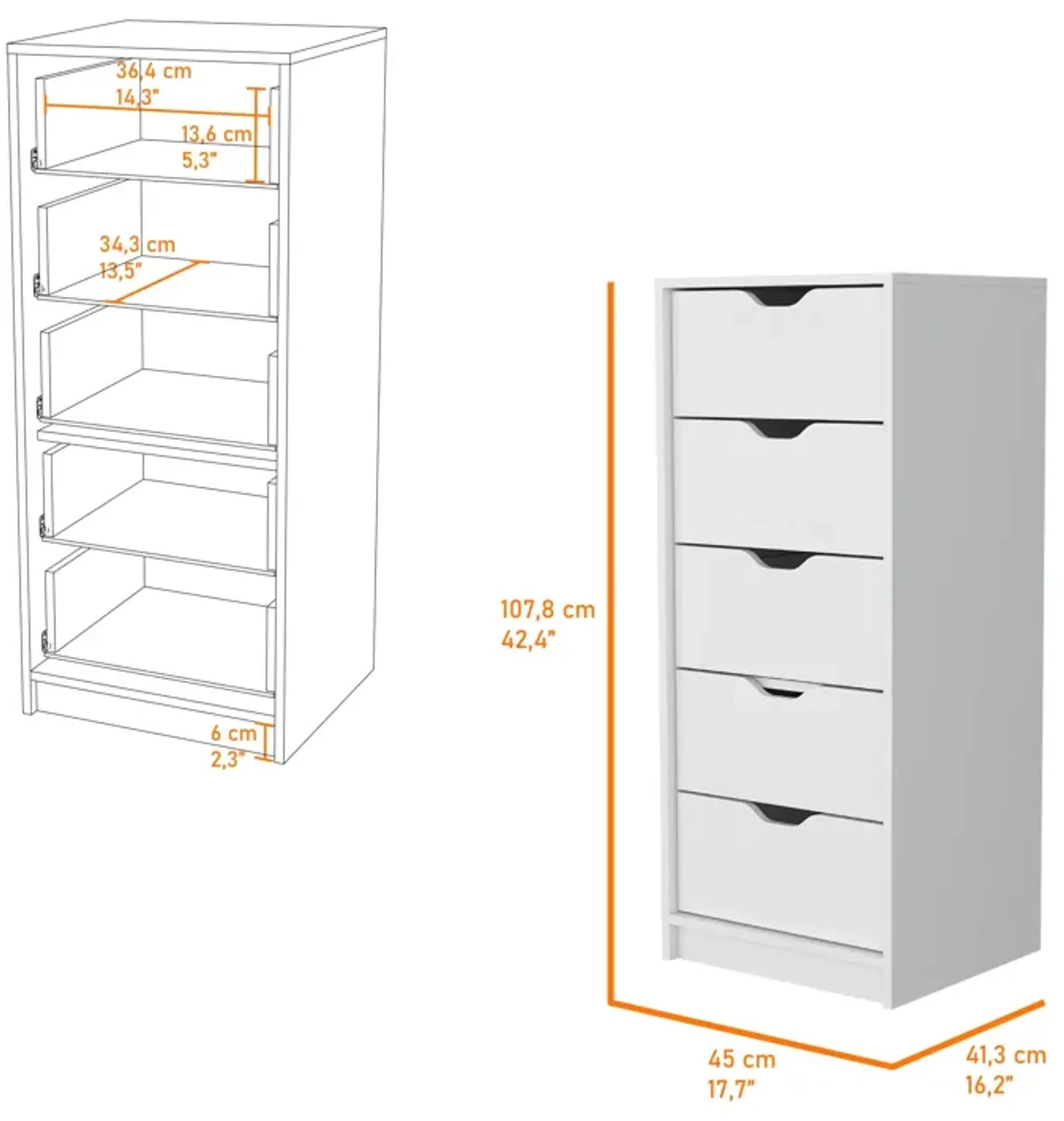 Raymer 2 Piece Bedroom Set, Nightstand + Dresser, White