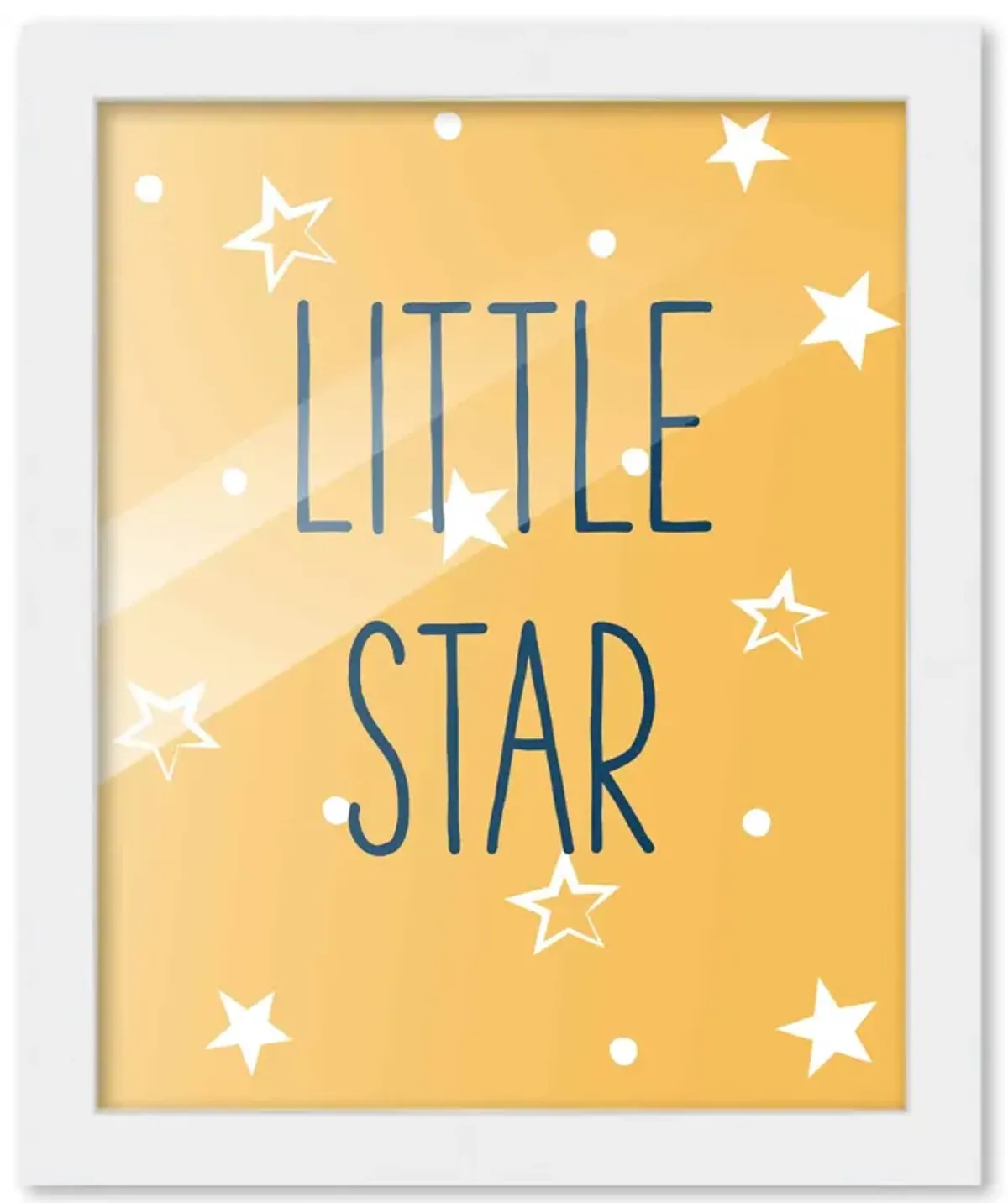 8x10 Framed Nursery Wall Adventure Boy Little Star Poster in White Wood Frame For Kid Bedroom or Playroom