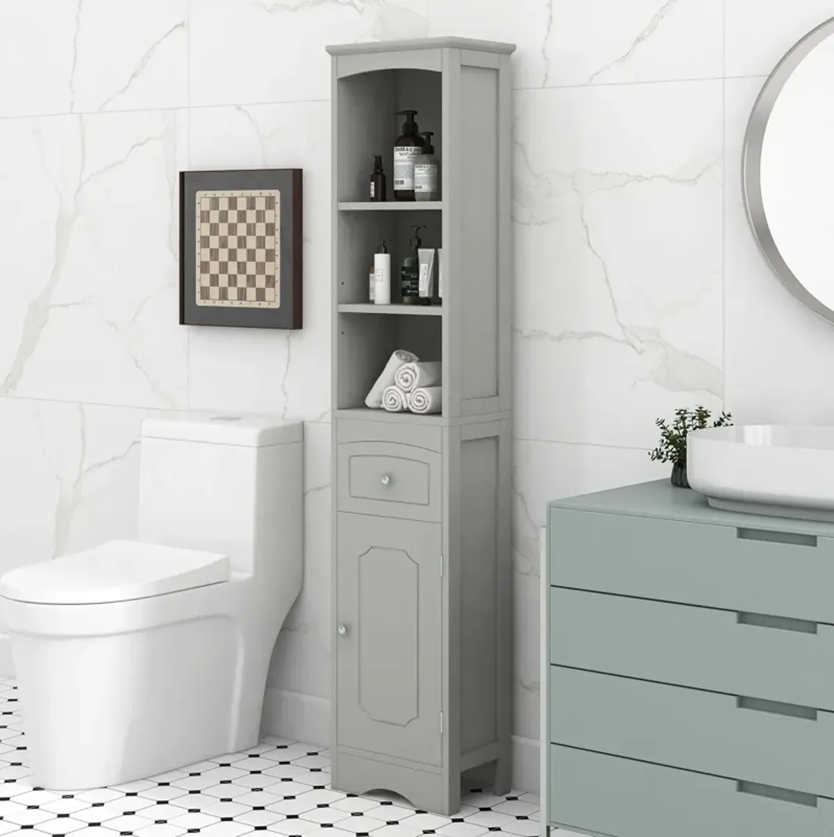 Merax Classic Freestanding Bathroom Storage Cabinet with Drawer