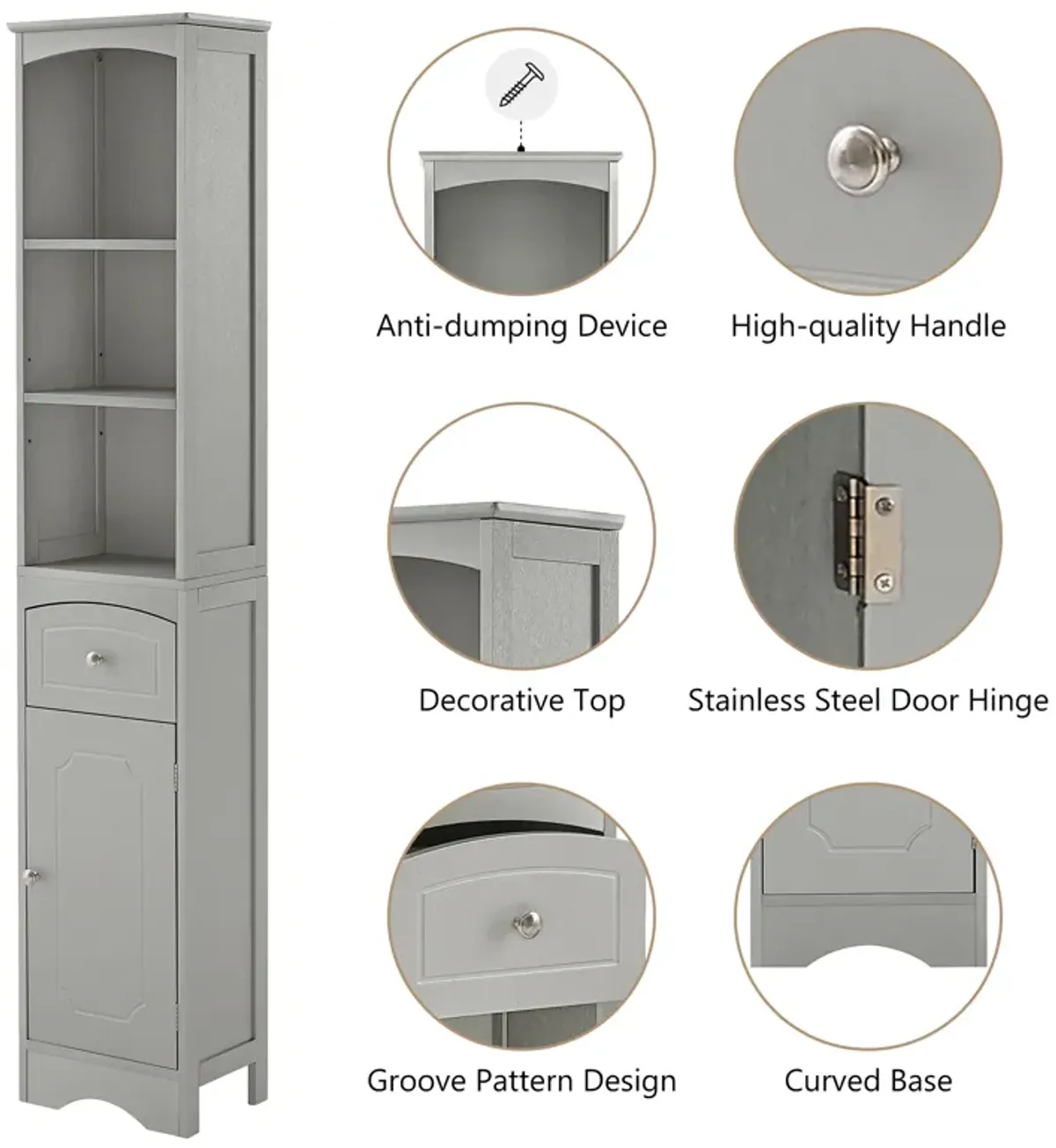 Merax Classic Freestanding Bathroom Storage Cabinet with Drawer