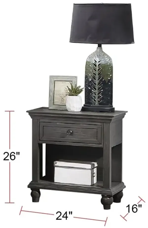 Streamdale Transitional Wooden Nightstand with 1 Drawer and Shelf Storage