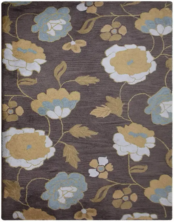 RUGSOTIC CARPETS HAND TUFTED WOOL ECO-FRIENDLY AREA RUGS  - 5'x8', Rectangle Shape, Brown, Floral Modern Design, High Pile Thick Handmade Anti Skid Area Rugs for Living Room, Bed Room (K00518)