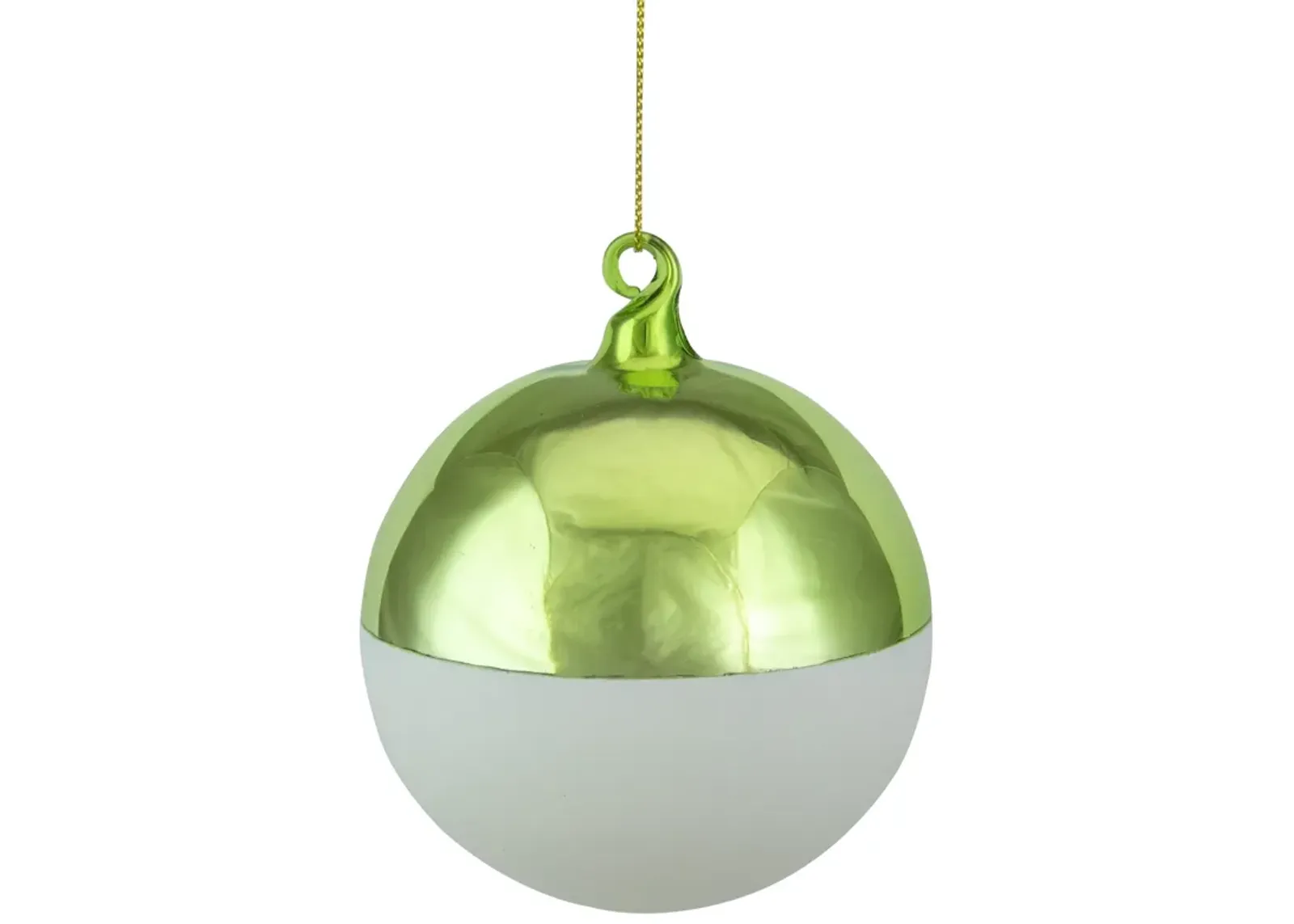 3.5" Shiny Lime Green and Matte White Glass Christmas Ornament