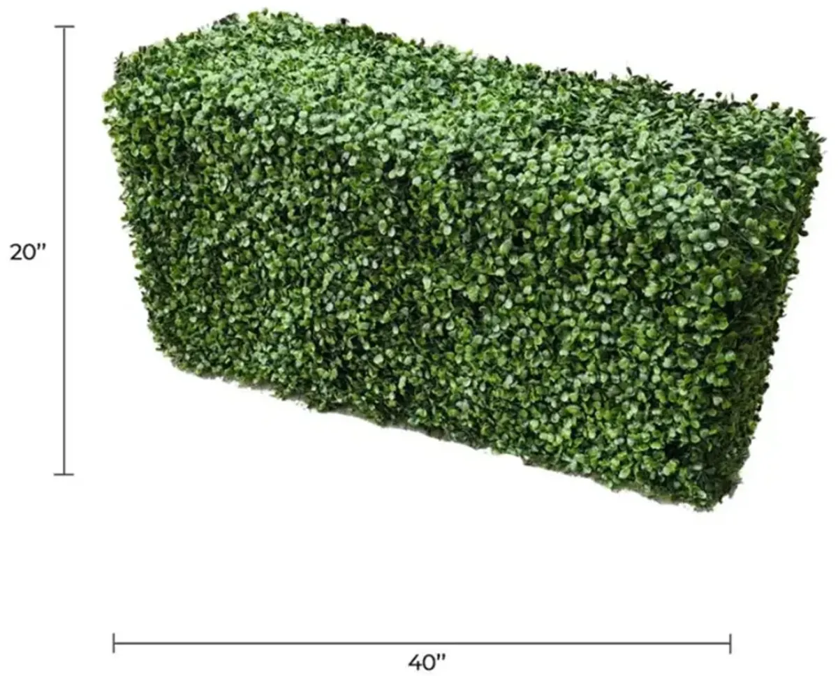 Premium Two Tone Green Artificial Boxwood Hedge 40"L x 20"H Commercial Grade UV Resistant