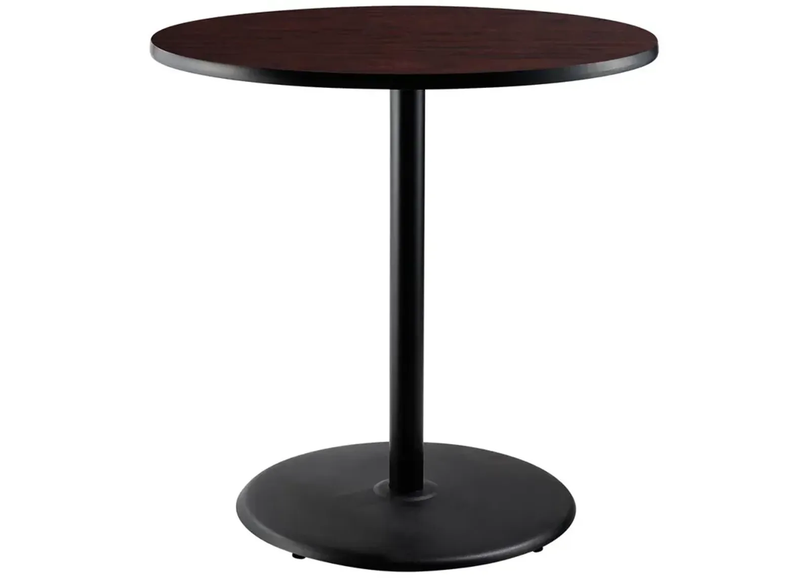 NPS® Café Table, 36" Round, Round Base, 42" Height, Particleboard Core/T-Mold, Brown