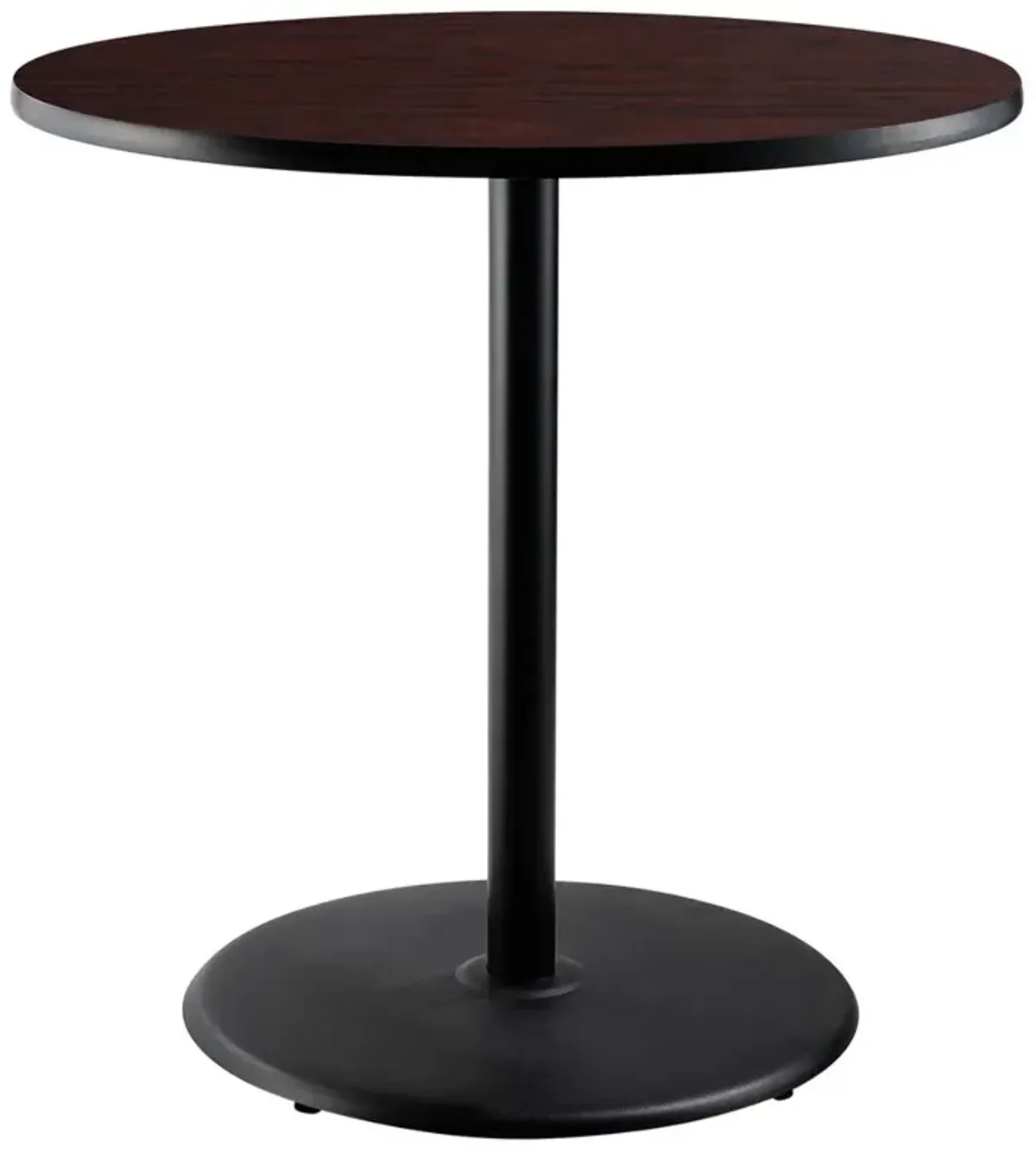 NPS® Café Table, 36" Round, Round Base, 42" Height, Particleboard Core/T-Mold, Brown