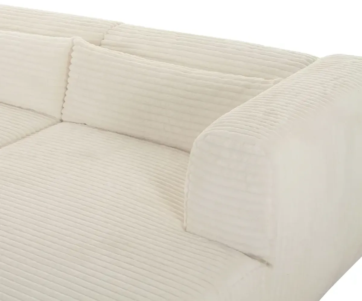 Tarra Fluffy Oversized Cream Corduroy Modular RAF Sectional