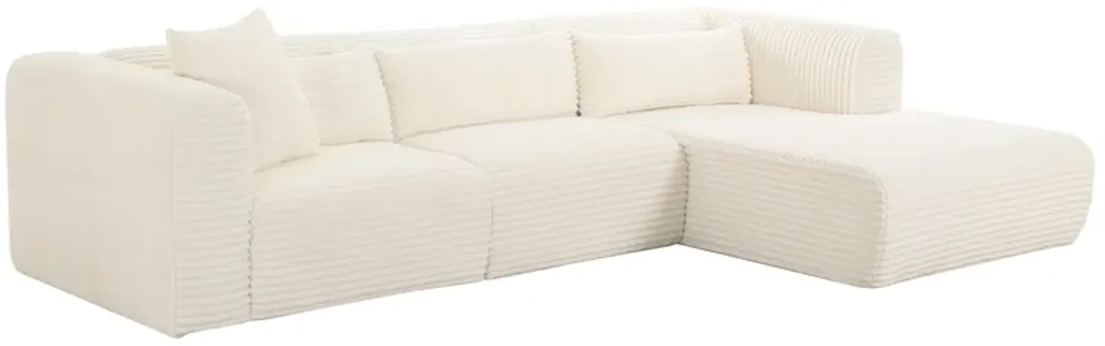 Tarra Fluffy Oversized Cream Corduroy Modular RAF Sectional