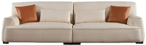 EK2232 MODERN  CREAM ITALIAN TOP GRAIN LEATHER WITH LEATHER MATCH EXTRA LONG SOFA