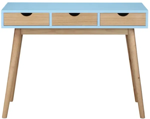 Burton 3 Drawer Desk In Green/Natural