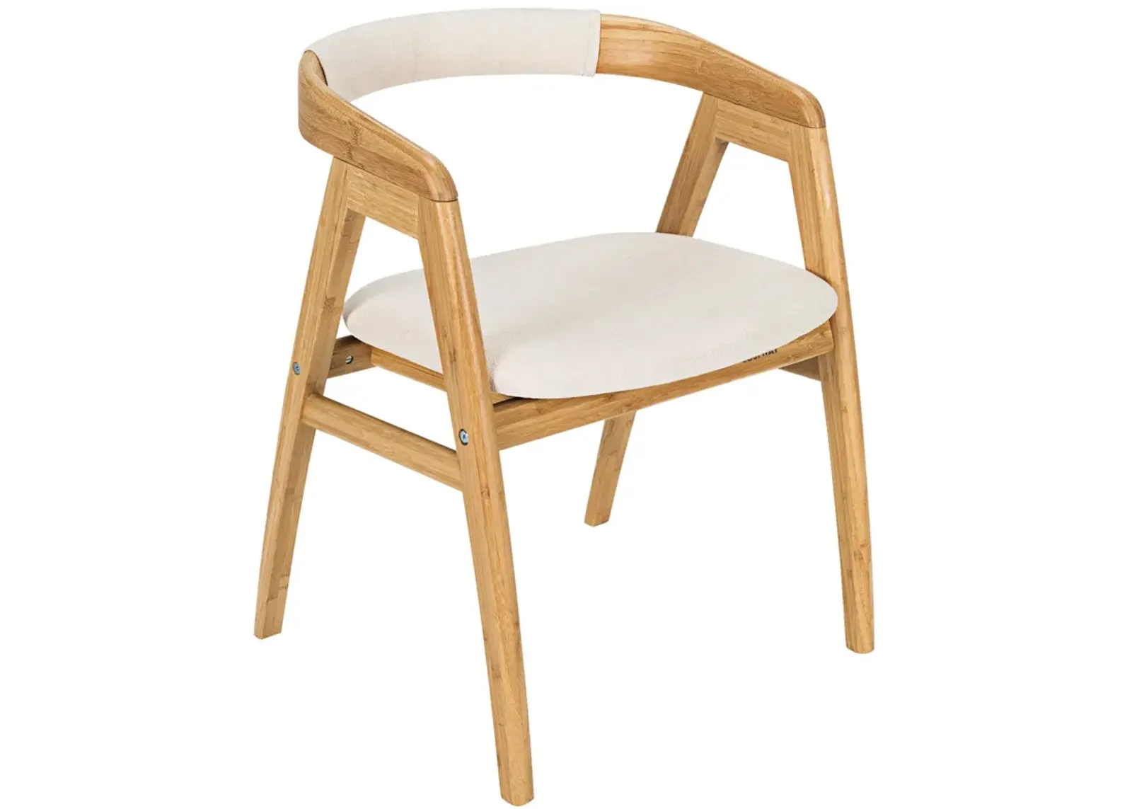 Leisure Bamboo Dining Chair with Curved Back and Anti-slip Foot Pads-Natural