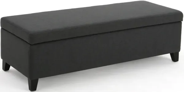 Harry Storage Ottoman Bench, 51 Inch Classic Dark Gray, Birch Wood - Benzara