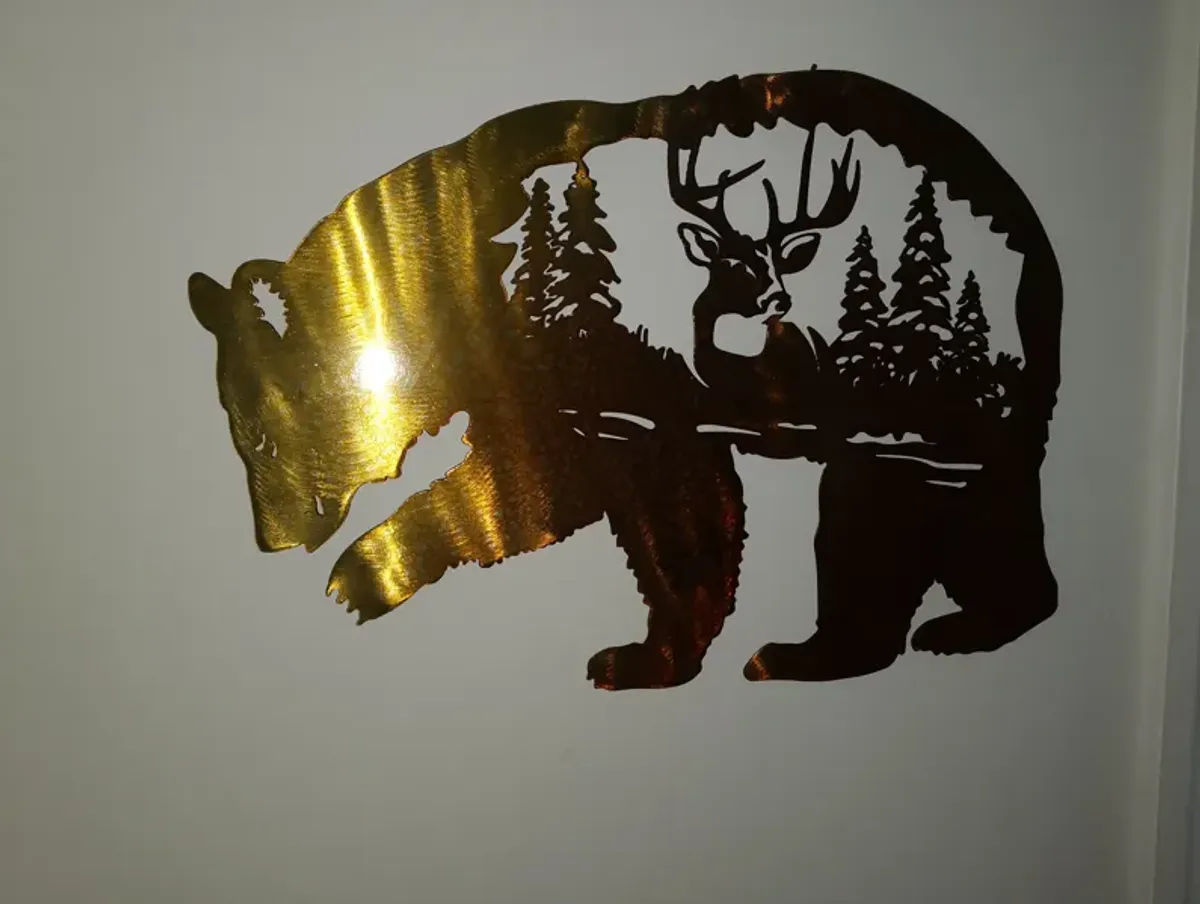 Bear and Stag Metal Wall Art, Rust