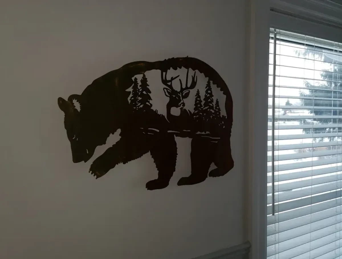 Bear and Stag Metal Wall Art, Rust